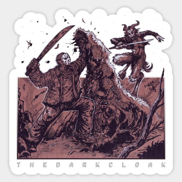 Spring-Heeled Jack vs Jason Sticker by thedarkcloak